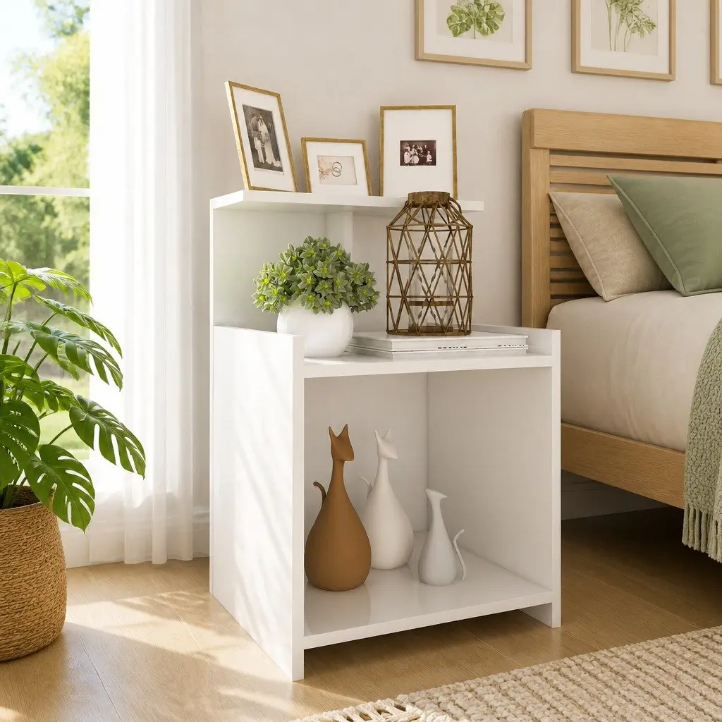 Bedside Tables High Gloss White 40x35x60cm Engineered Wood 2 Piece Nightstands