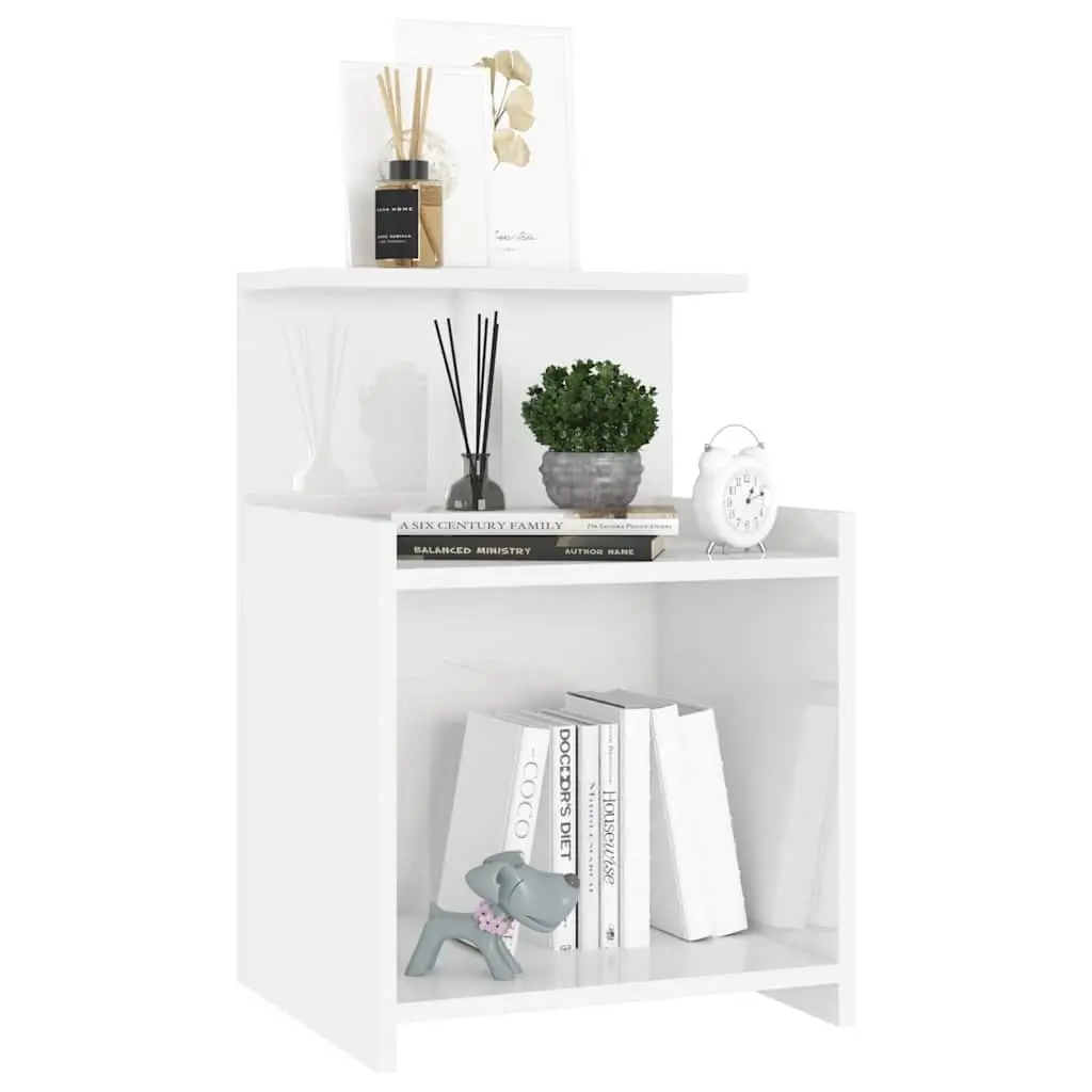 Bedside Tables High Gloss White 40x35x60cm Engineered Wood 2 Piece Nightstands