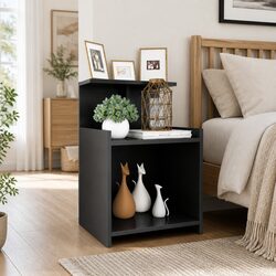 Contemporary High Gloss Grey Bedside Tables 2 pcs