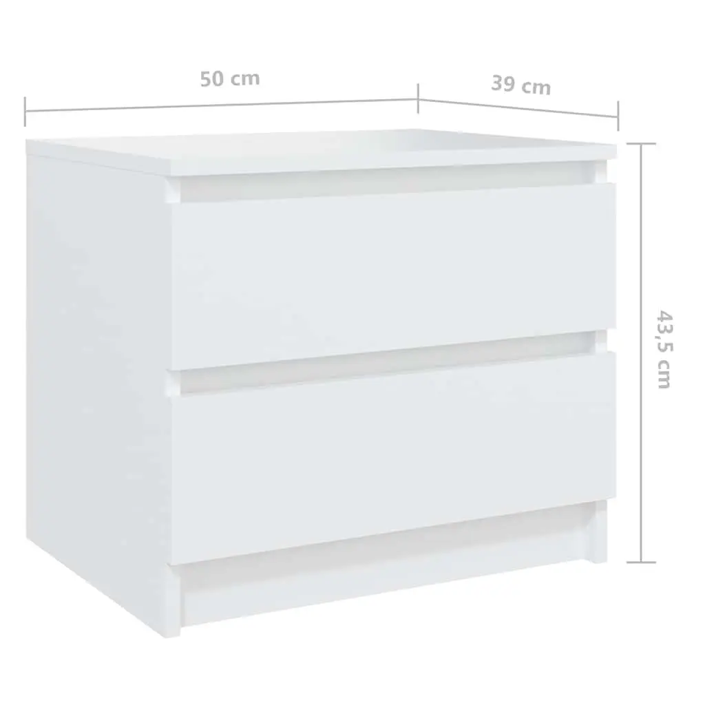 White Bedside Table with Two Drawers