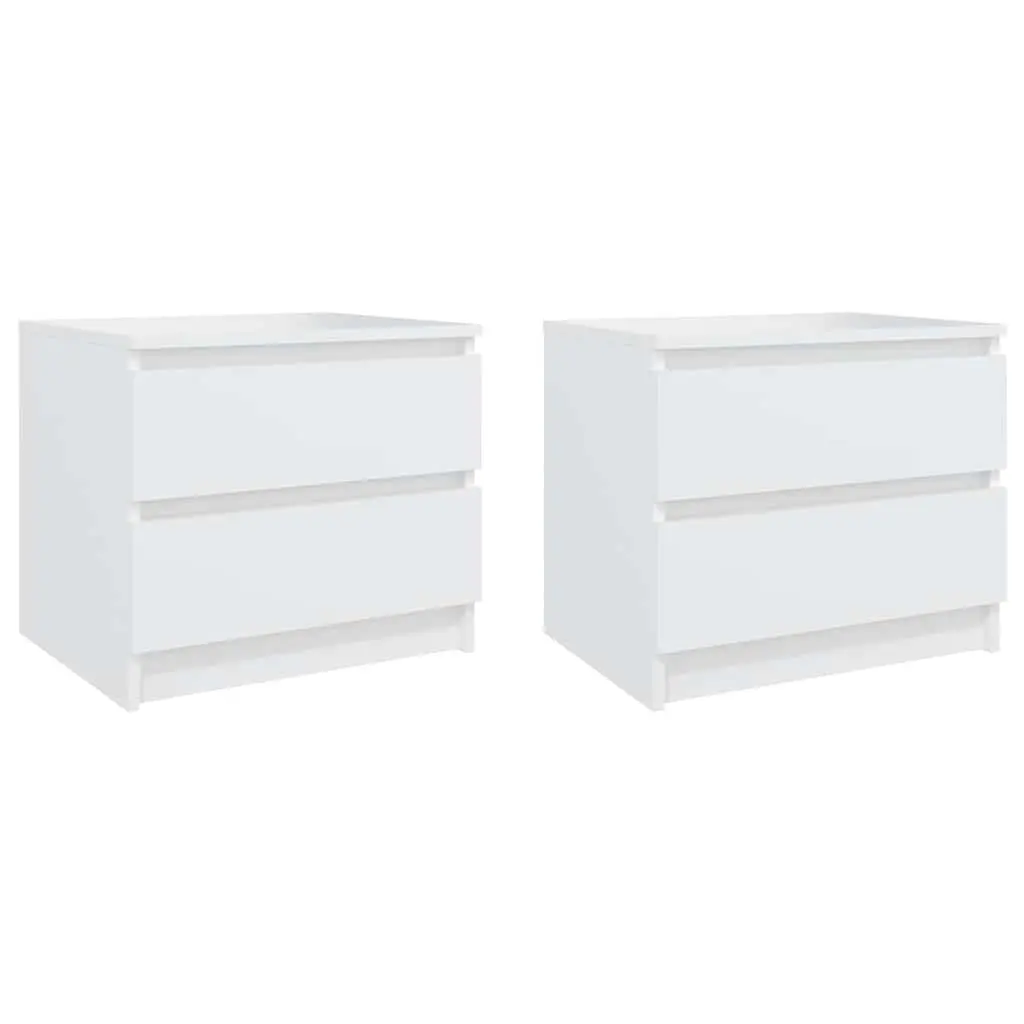 Bedside Tables White 50x39x43.5 cm Engineered Wood 2 Piece