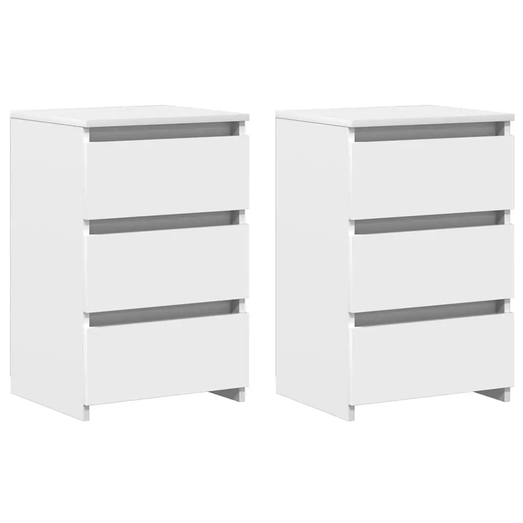 White Bedside Table with 3 Drawers 40x35x62.5cm