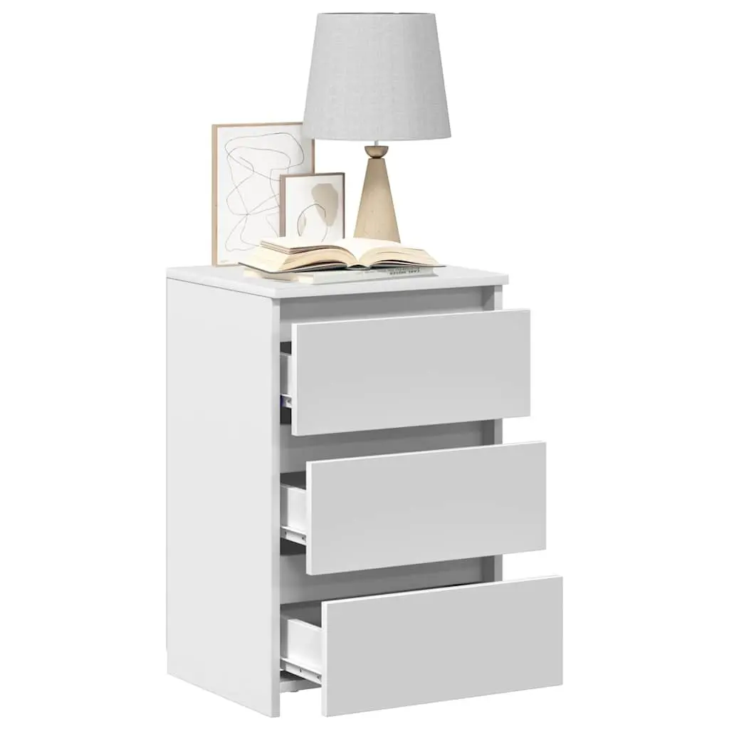 White Bedside Table with 3 Drawers 40x35x62.5cm