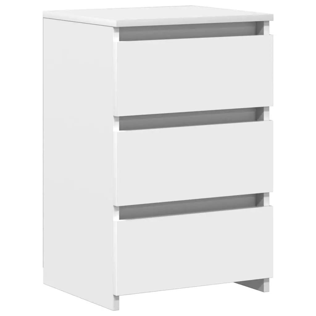 White Bedside Table with 3 Drawers 40x35x62.5cm