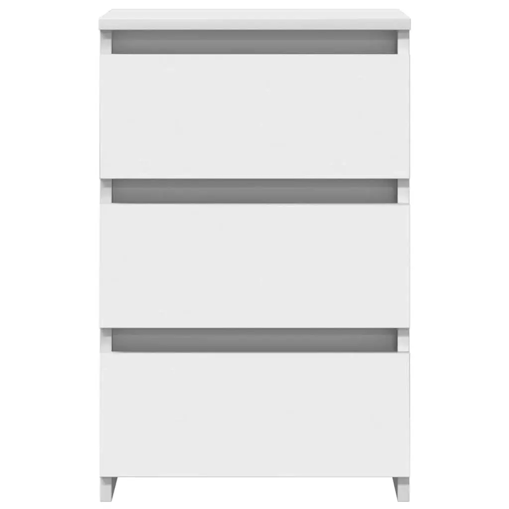 White Bedside Table with 3 Drawers 40x35x62.5cm