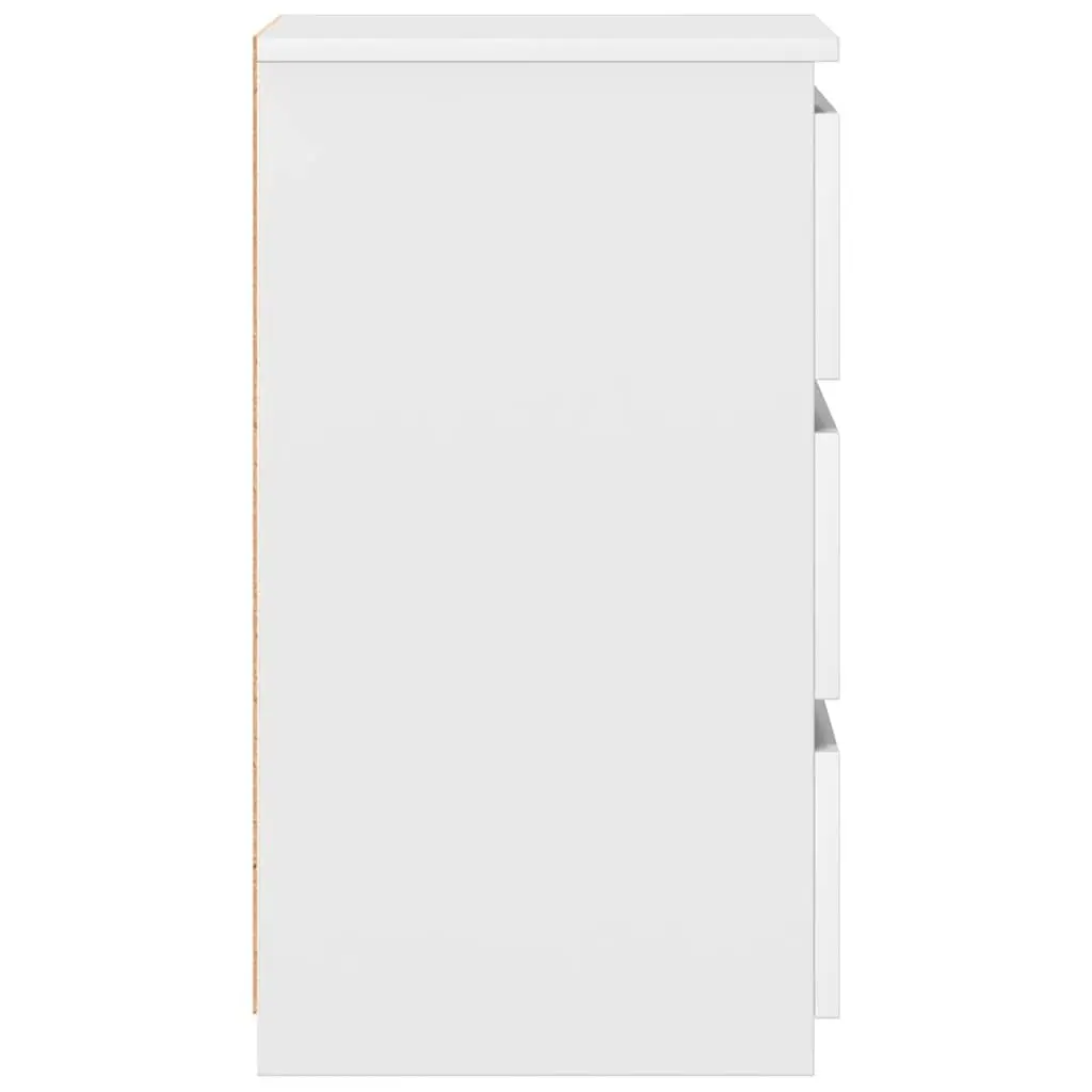 White Bedside Table with 3 Drawers 40x35x62.5cm