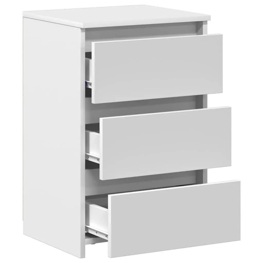 White Bedside Table with 3 Drawers 40x35x62.5cm