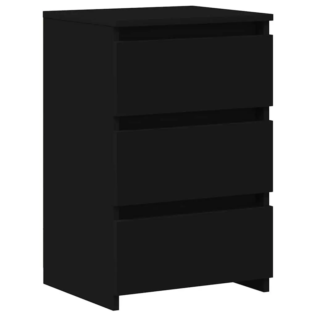 Bedside Tables 2 pcs Black Bed Cabinets Nightstands Bedroom Storage Drawers