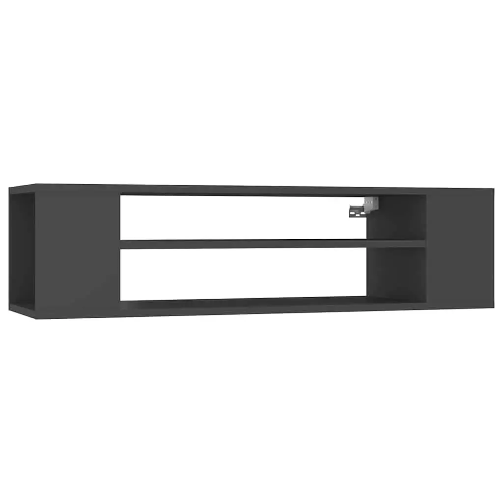 Hanging TV Cabinet Wall-Mounted Grey Engineered Wood 100 x 30 x 26.5 cm Storage Unit Open Compartments