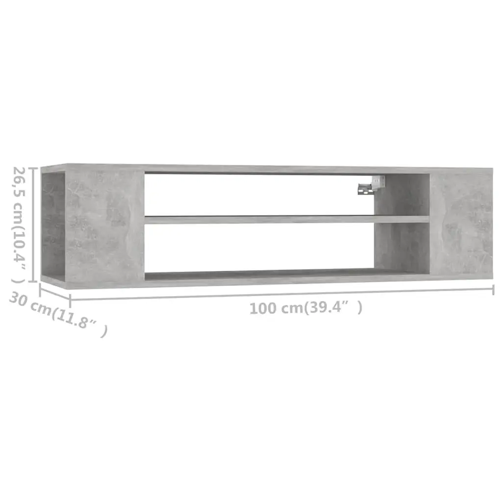 Hanging TV Cabinet Grey Wall-Mounted 100 x 30 x 26.5 cm Engineered Wood