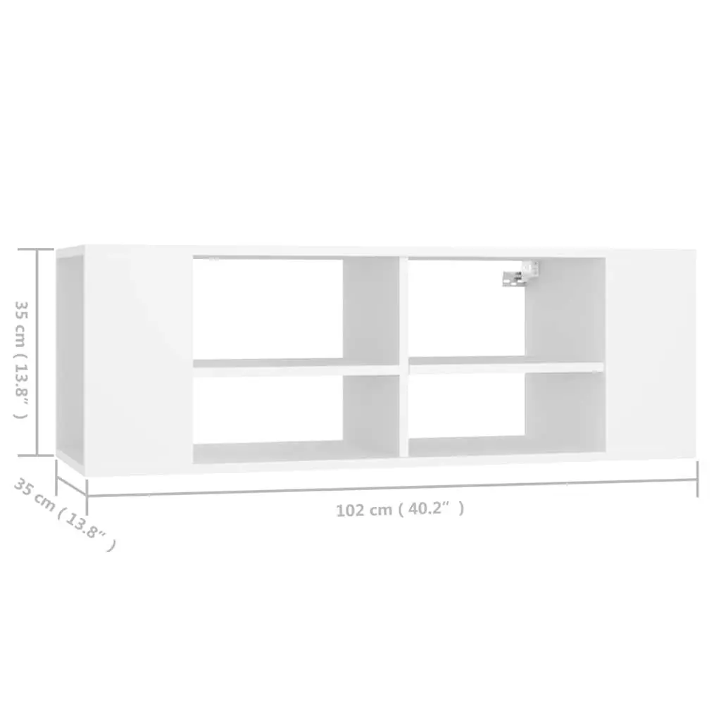 Wall-Mounted TV Cabinet White Adjustable Shelves Engineered Wood 102 x 35 x 35 cm
