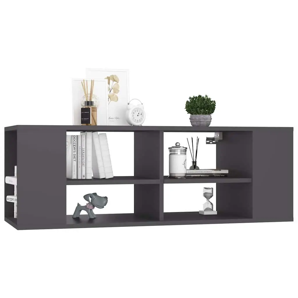 Wall-Mounted TV Cabinet Grey Engineered Wood Storage Unit 102 x 35 x 35 cm