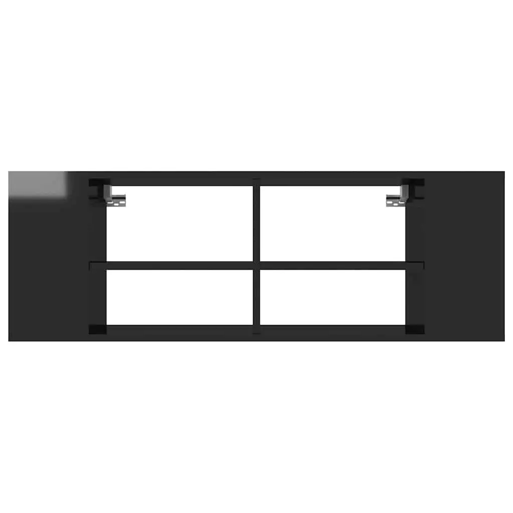 Wall-Mounted TV Cabinet Black High Gloss Engineered Wood Storage Unit