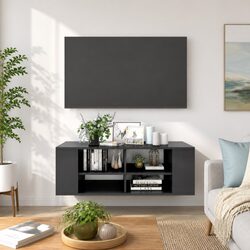 Elegant Wall-Mounted TV Cabinet in Grey High Gloss
