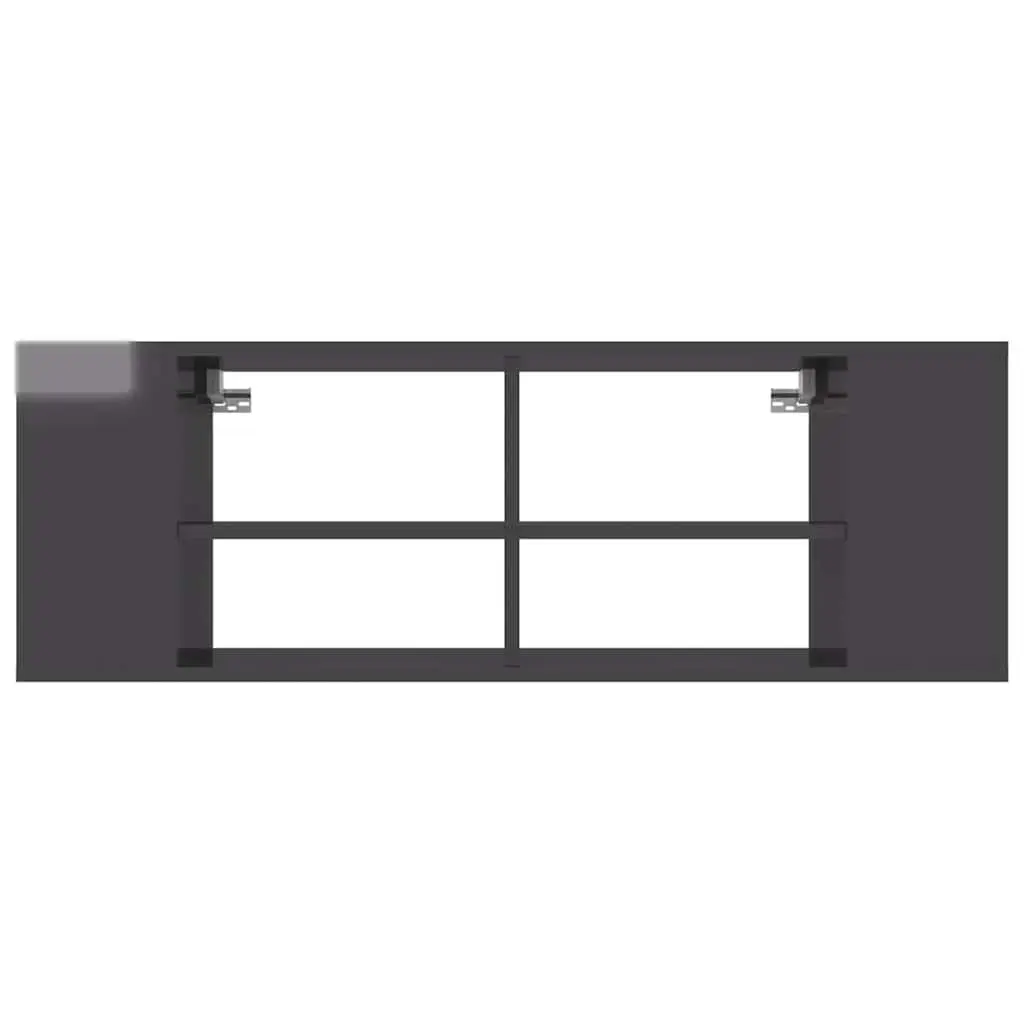 Wall-Mounted TV Cabinet Grey High Gloss Storage Unit Adjustable Shelving Engineered Wood
