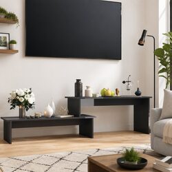 Industrial Grey TV Cabinet with Adjustable Shelves