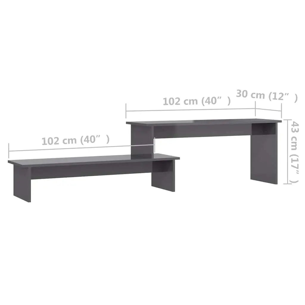 Engineered Wood Storage Unit Grey Industrial Style TV Cabinet with Adjustable Shelves 180x30x43cm