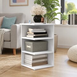 Elegant White Side Cabinet with 3 Shelves
