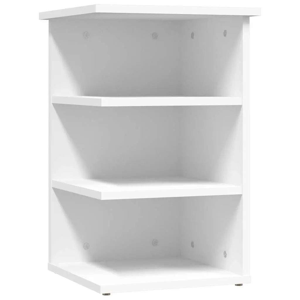 White Side Cabinet 3 Shelf Storage Buffet Sideboard Engineered Wood Furniture