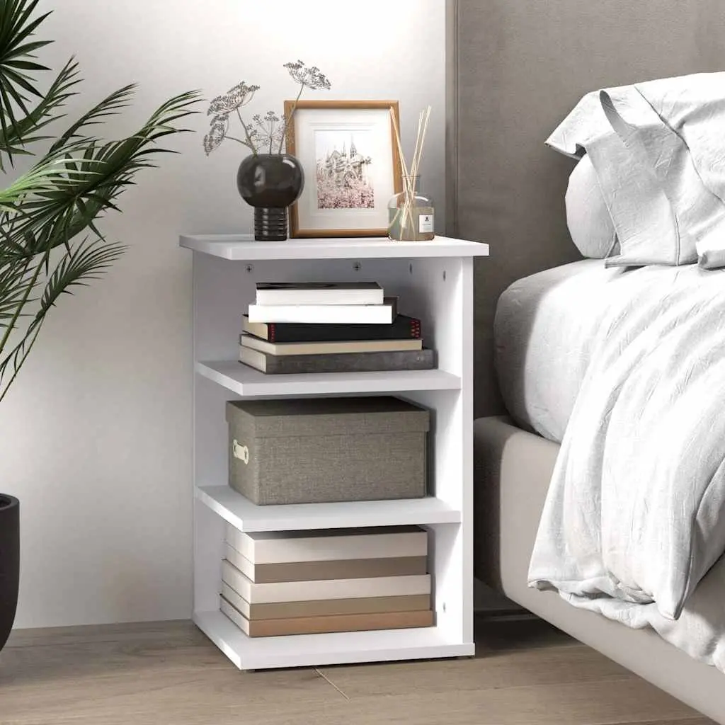 White Side Cabinet 3 Shelf Storage Buffet Sideboard Engineered Wood Furniture