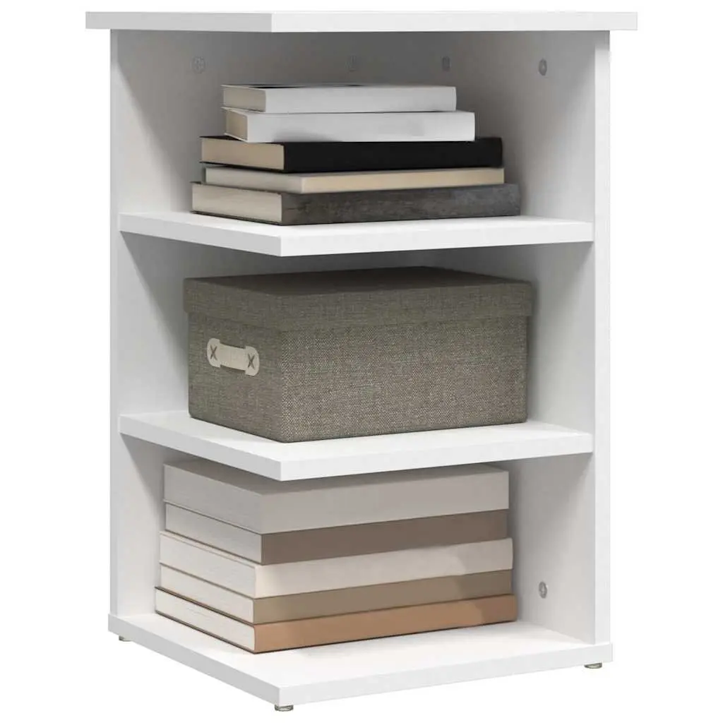 White Side Cabinet 3 Shelf Storage Buffet Sideboard Engineered Wood Furniture