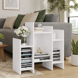 White Storage Side Cabinet with 6 Shelves