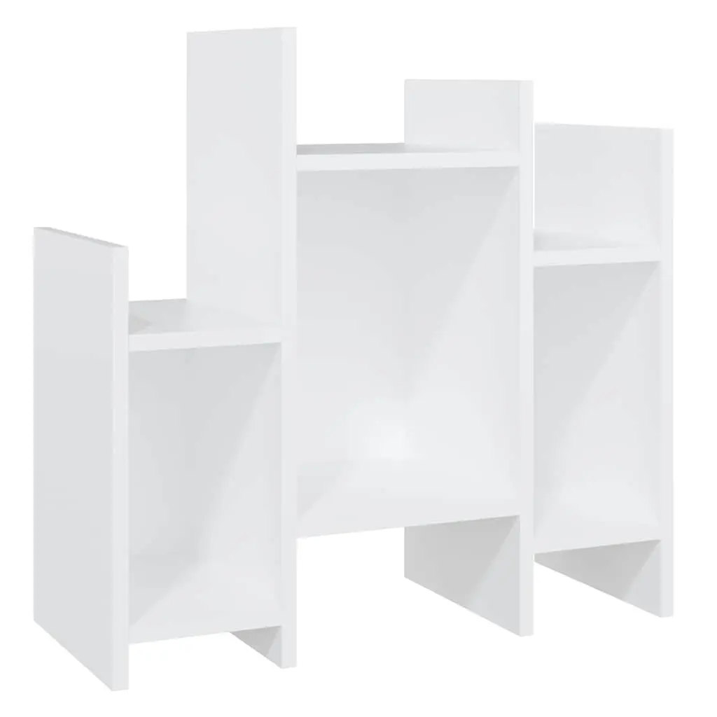 Side Cabinet White Engineered Wood 6 Shelves Storage Furniture