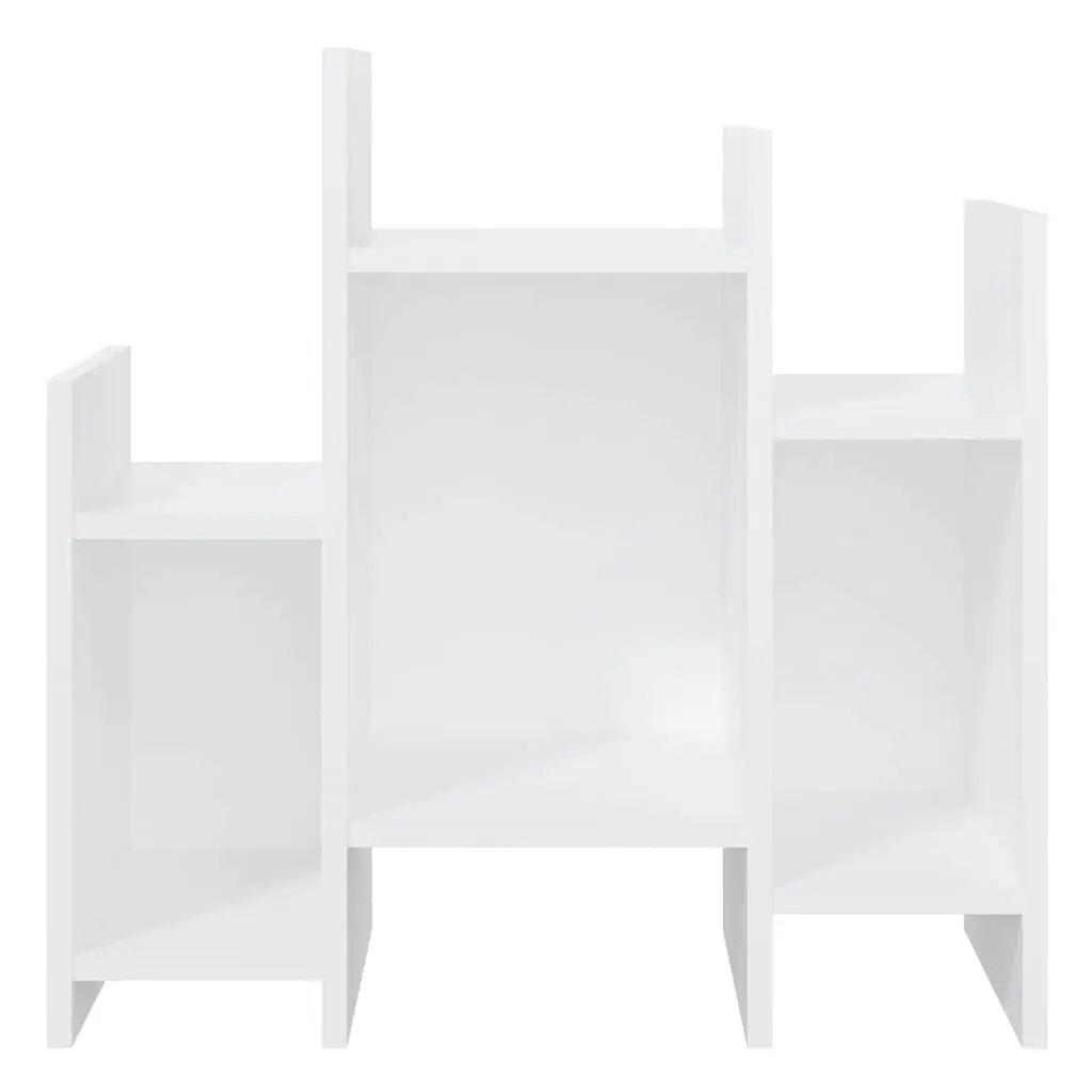 Side Cabinet White Engineered Wood 6 Shelves Storage Furniture