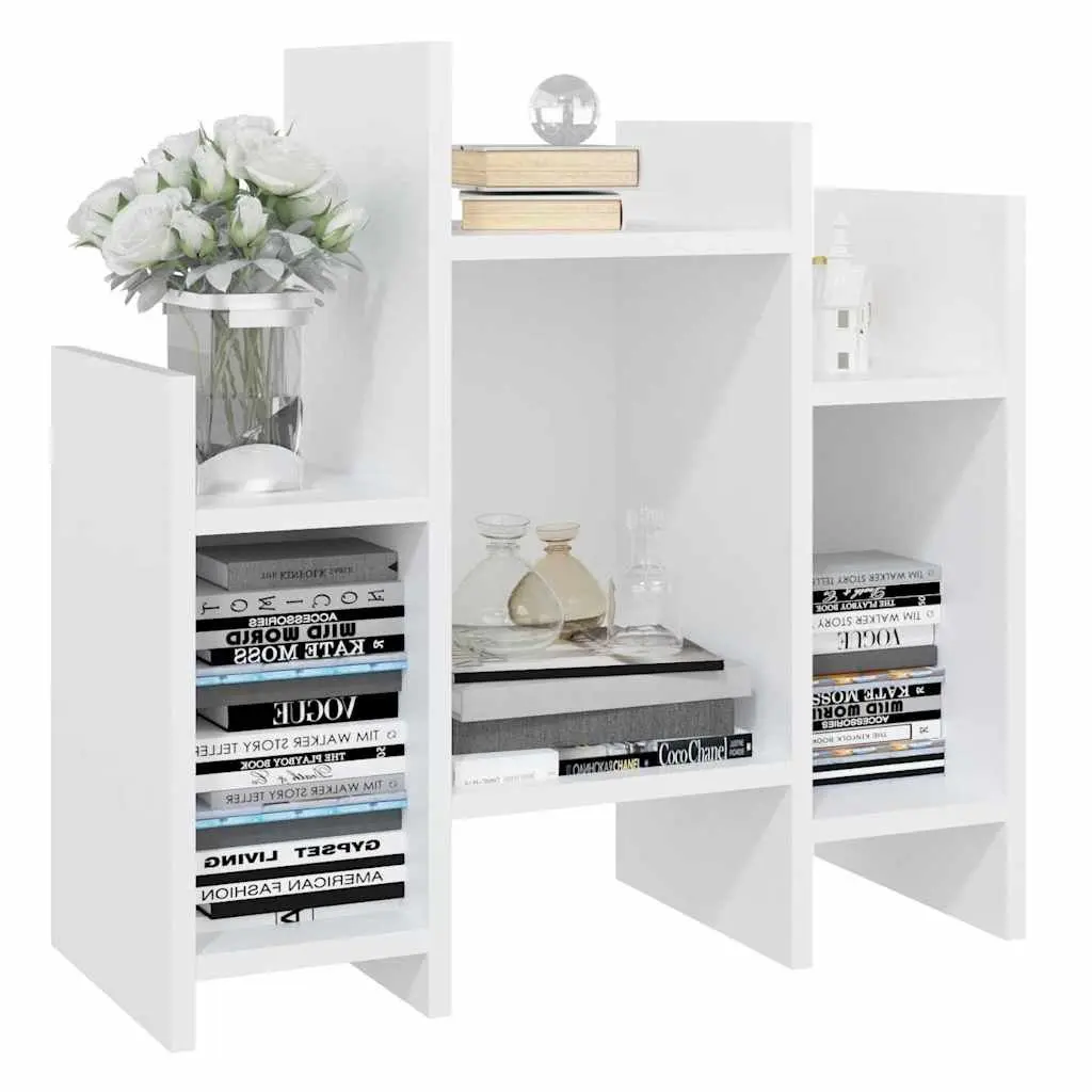 Side Cabinet White Engineered Wood 6 Shelves Storage Furniture