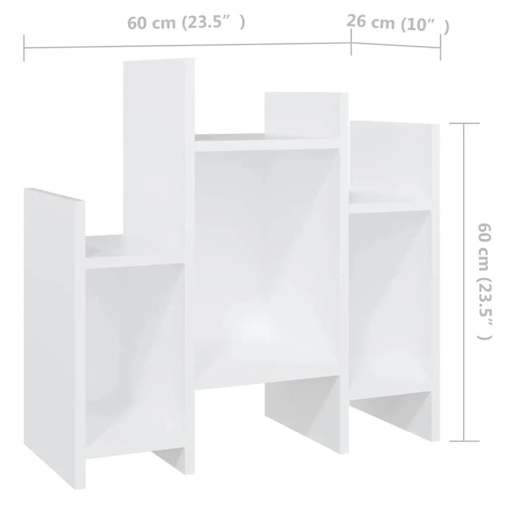 Side Cabinet White Engineered Wood 6 Shelves Storage Furniture