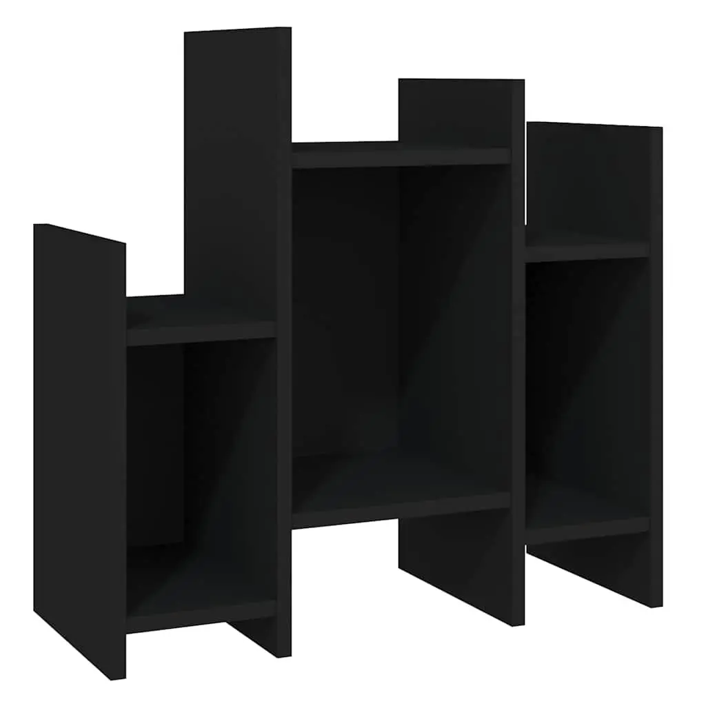 Side Cabinet Black Engineered Wood 60 x 26 x 60 cm Storage Furniture with 6 Shelves