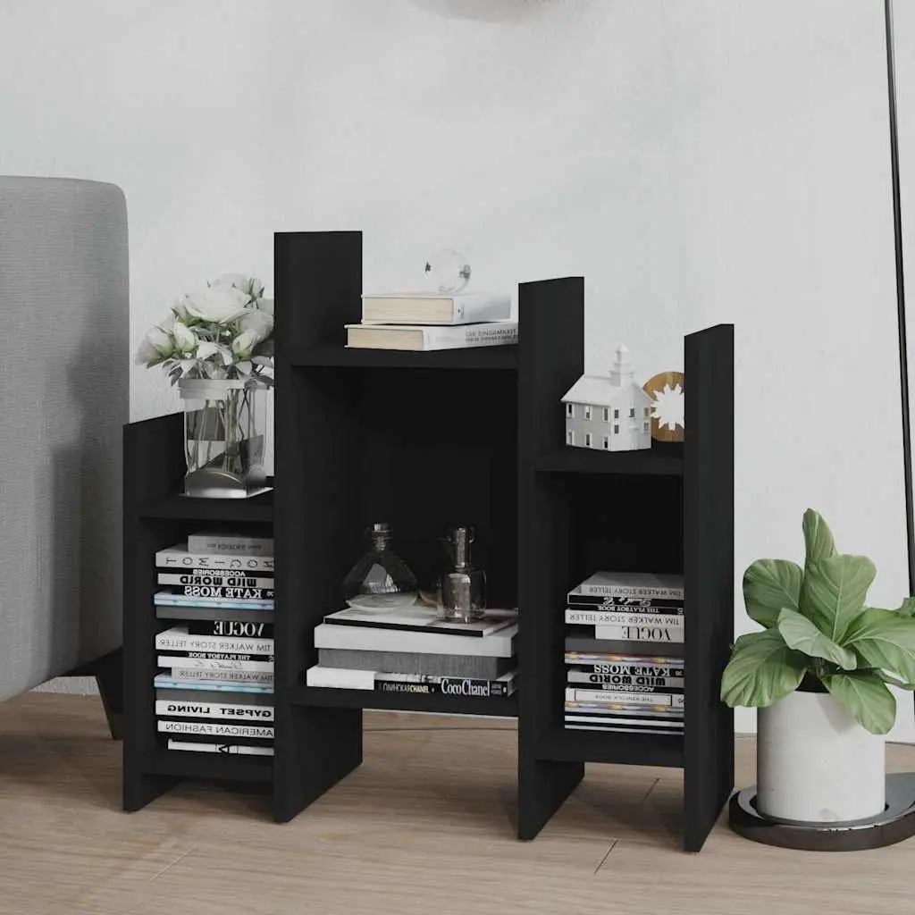 Side Cabinet Black Engineered Wood 60 x 26 x 60 cm Storage Furniture with 6 Shelves