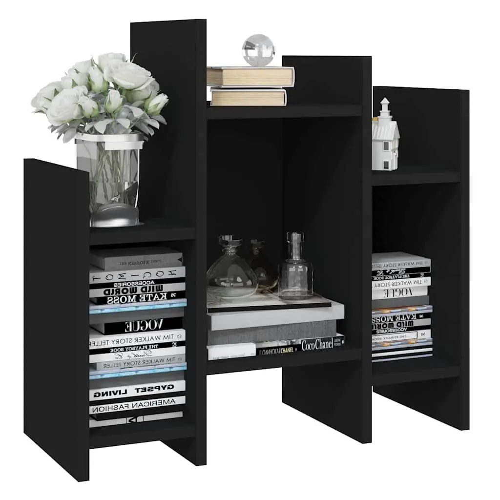 Side Cabinet Black Engineered Wood 60 x 26 x 60 cm Storage Furniture with 6 Shelves
