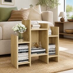 Brown Engineered Wood Side Cabinet with 6 Shelves