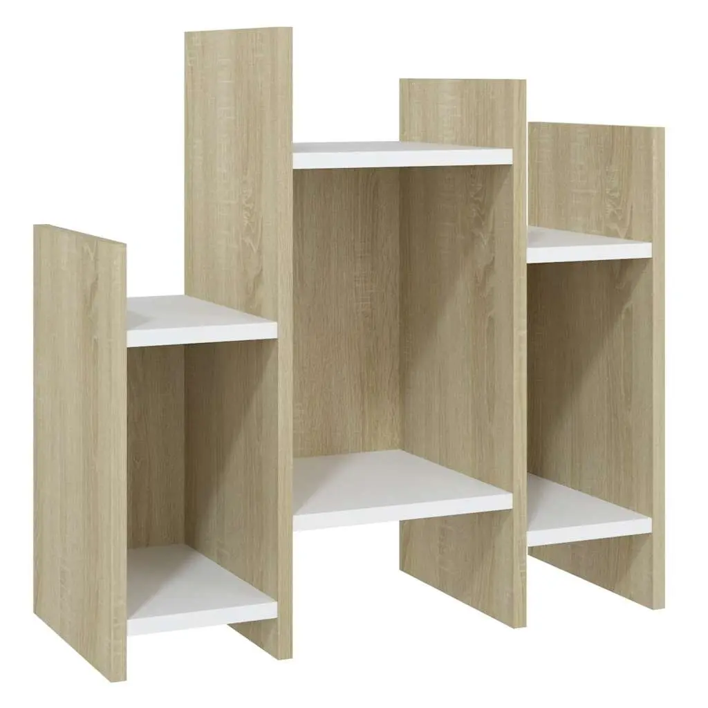 Side Cabinet Storage Unit Brown Sonoma Oak White Engineered Wood 60 x 26 x 60 cm