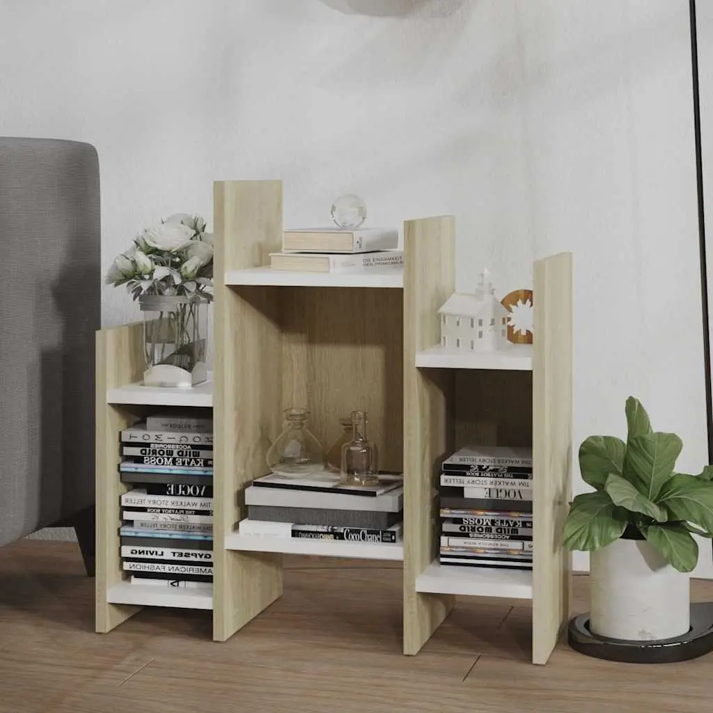 Side Cabinet Storage Unit Brown Sonoma Oak White Engineered Wood 60 x 26 x 60 cm