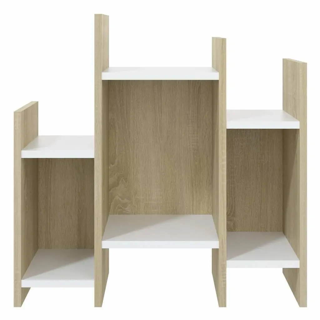 Side Cabinet Storage Unit Brown Sonoma Oak White Engineered Wood 60 x 26 x 60 cm
