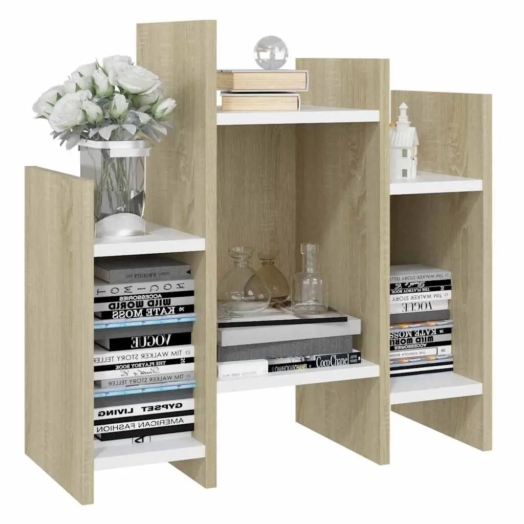 Side Cabinet Storage Unit Brown Sonoma Oak White Engineered Wood 60 x 26 x 60 cm