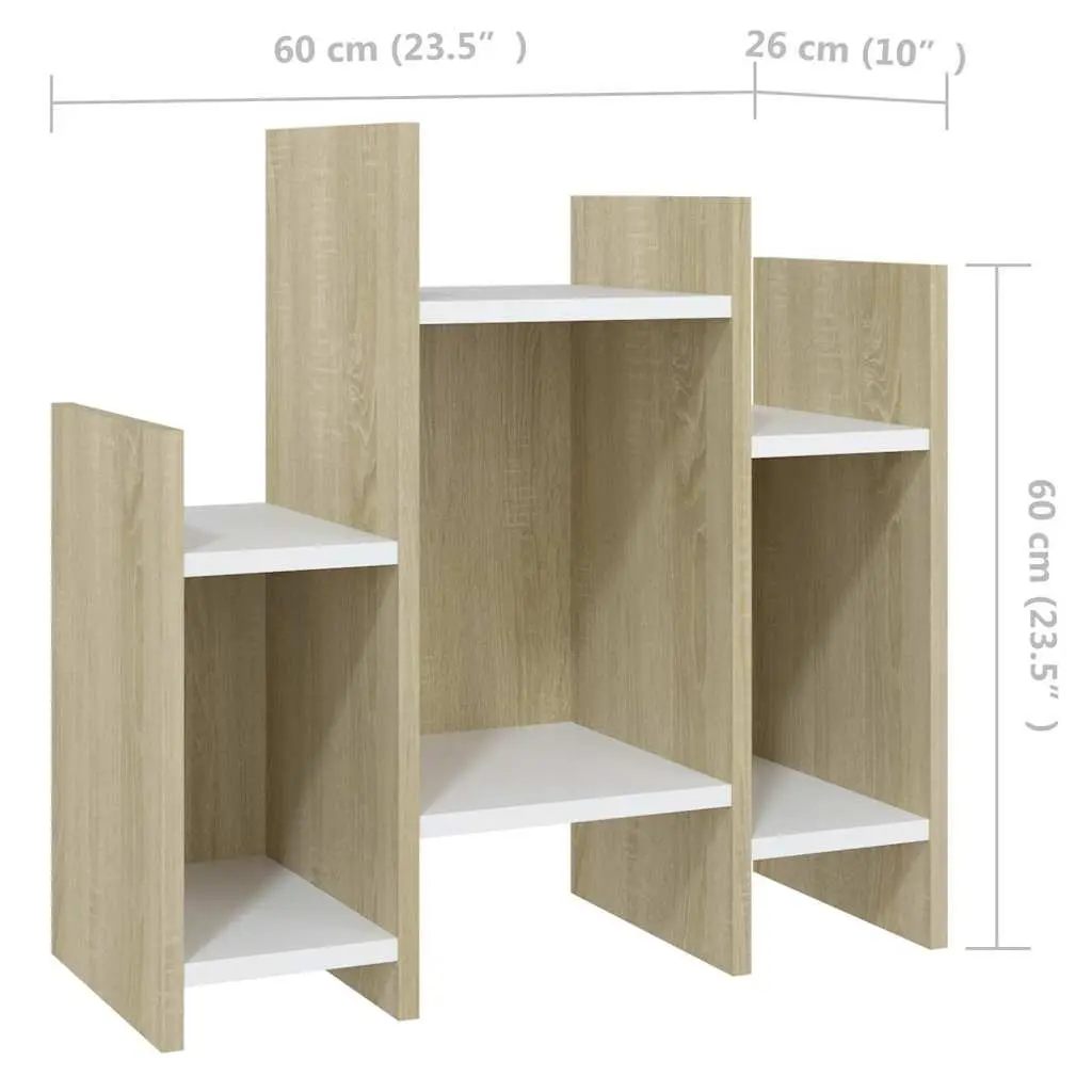 Side Cabinet Storage Unit Brown Sonoma Oak White Engineered Wood 60 x 26 x 60 cm