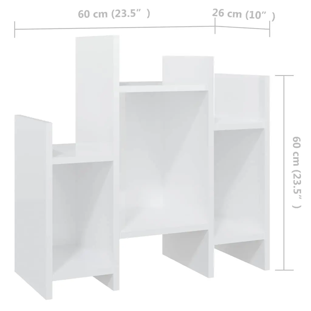 Side Cabinet High Gloss White 60x26x60 cm Engineered Wood Storage Furniture