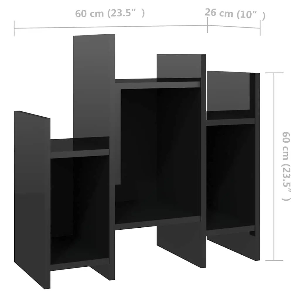 Side Cabinet High Gloss Black 60 x 26 x 60 cm Engineered Wood