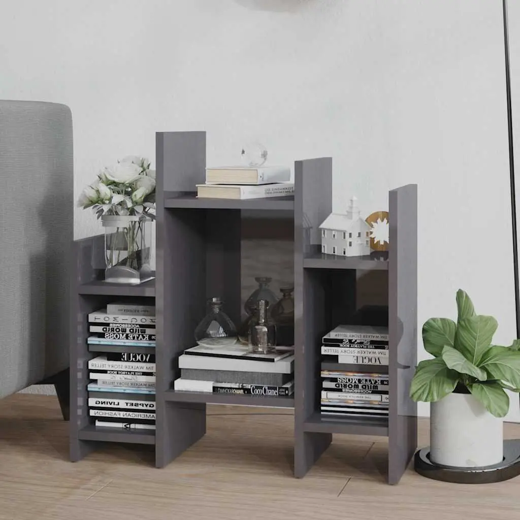 Side Cabinet Grey 60 x 26 x 60 cm Engineered Wood 6 Shelves Storage Unit