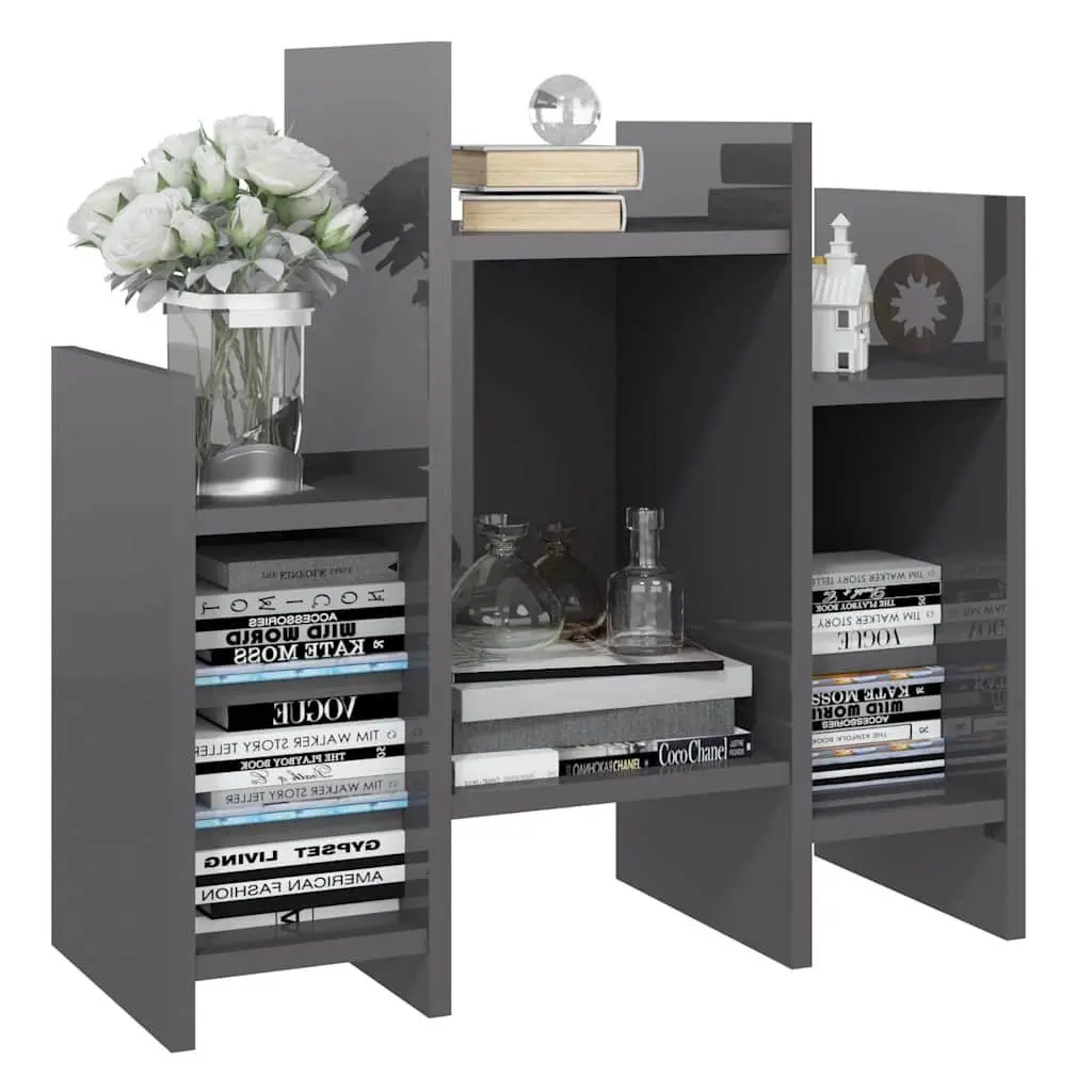 Side Cabinet Grey 60 x 26 x 60 cm Engineered Wood 6 Shelves Storage Unit