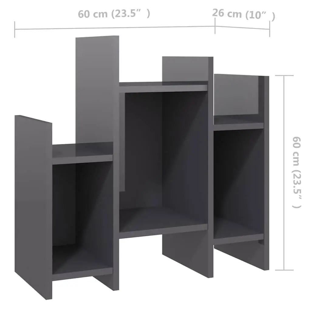 Side Cabinet Grey 60 x 26 x 60 cm Engineered Wood 6 Shelves Storage Unit