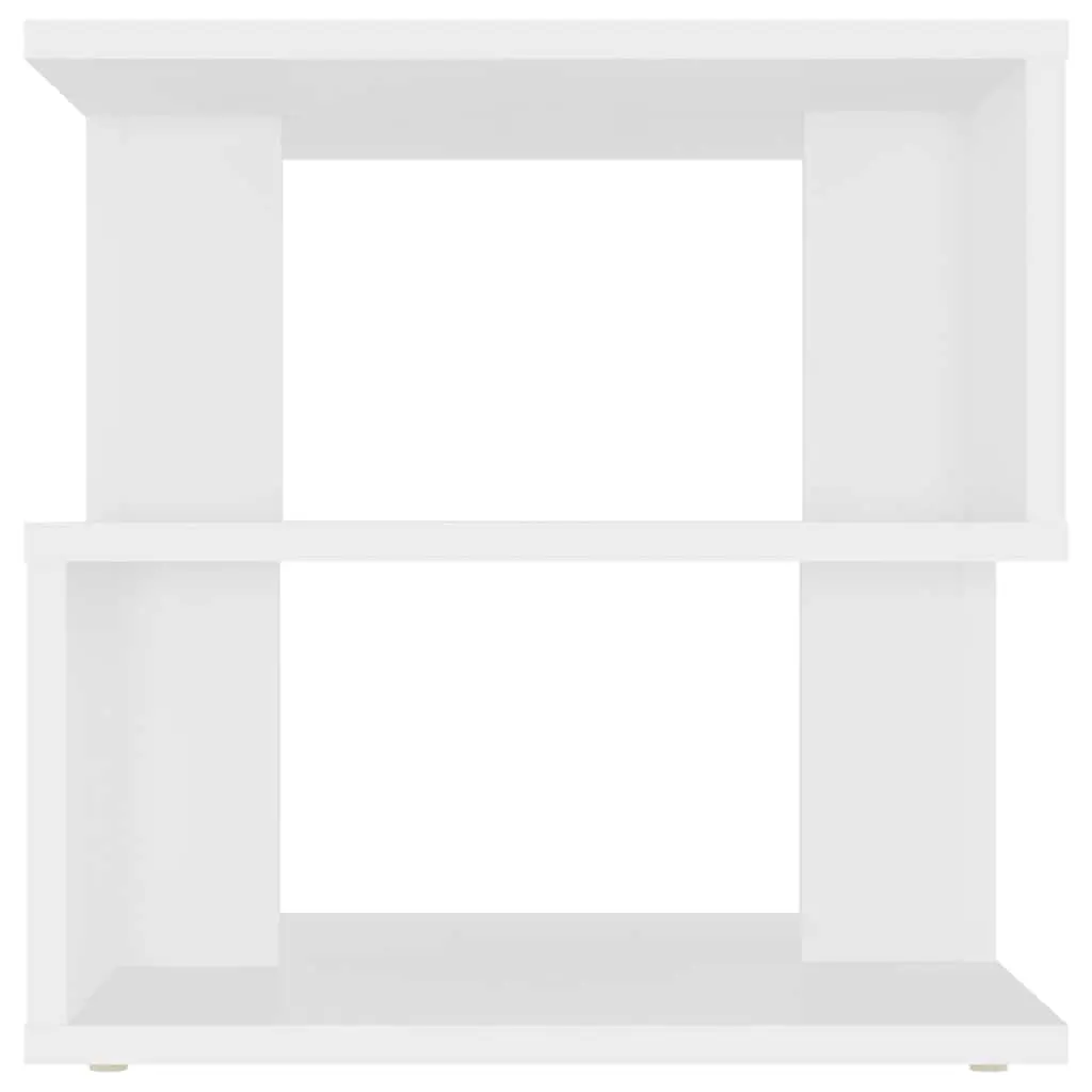 White End Table Modern Accent Storage Side Table with 2 Shelves Engineered Wood 40 x 40 x 40 cm