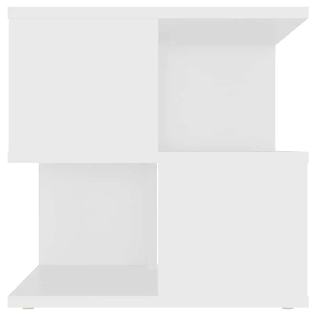 White End Table Modern Accent Storage Side Table with 2 Shelves Engineered Wood 40 x 40 x 40 cm
