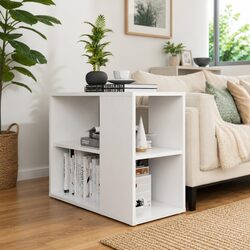 White Side Cabinet Storage Unit with 2 Shelves