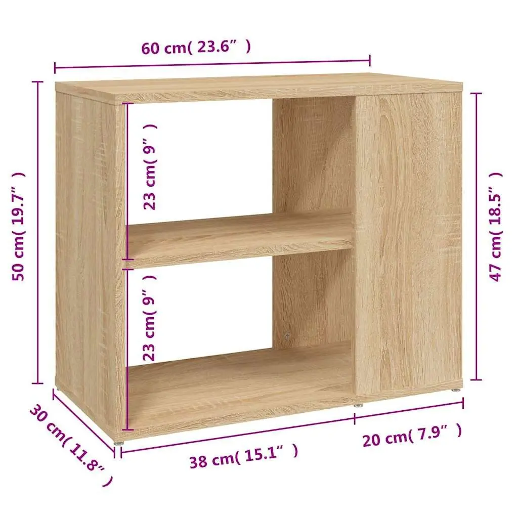 Brown Engineered Wood Side Cabinet with 2 Shelves