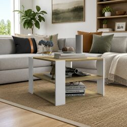 Modern Coffee Table with Storage Shelf for Living Spaces