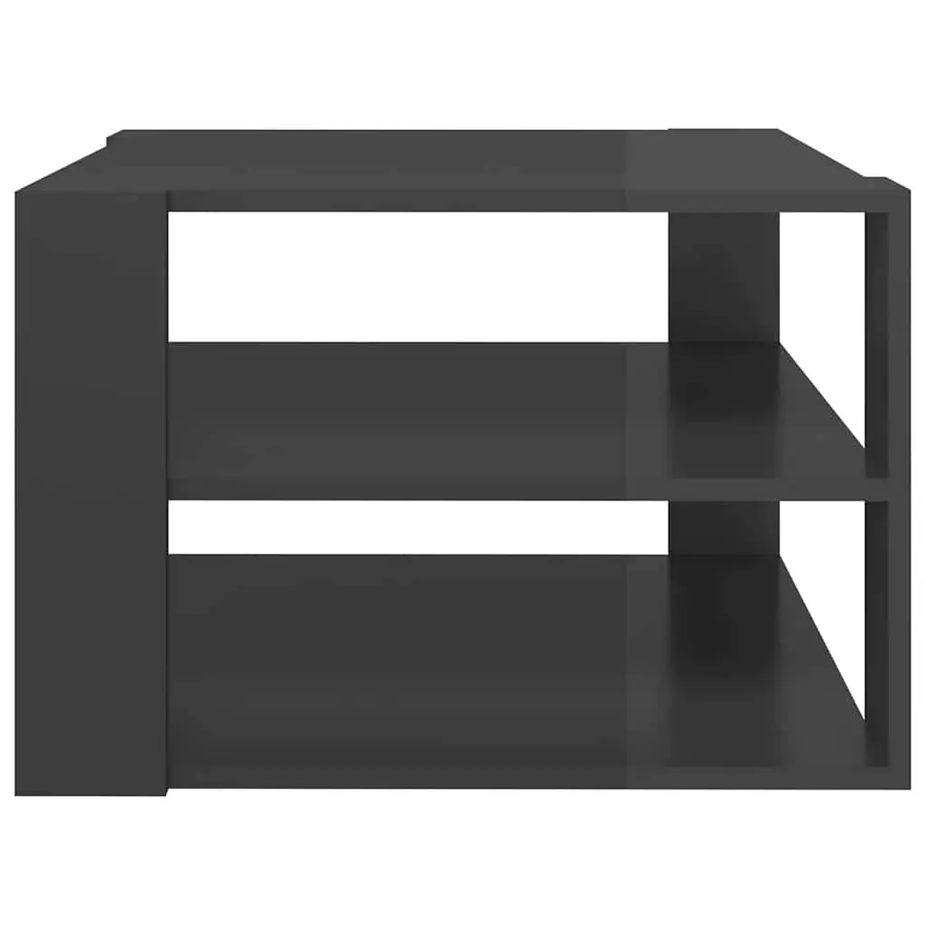 Coffee Table Modern Grey High Gloss Engineered Wood 60 x 60 x 40 cm